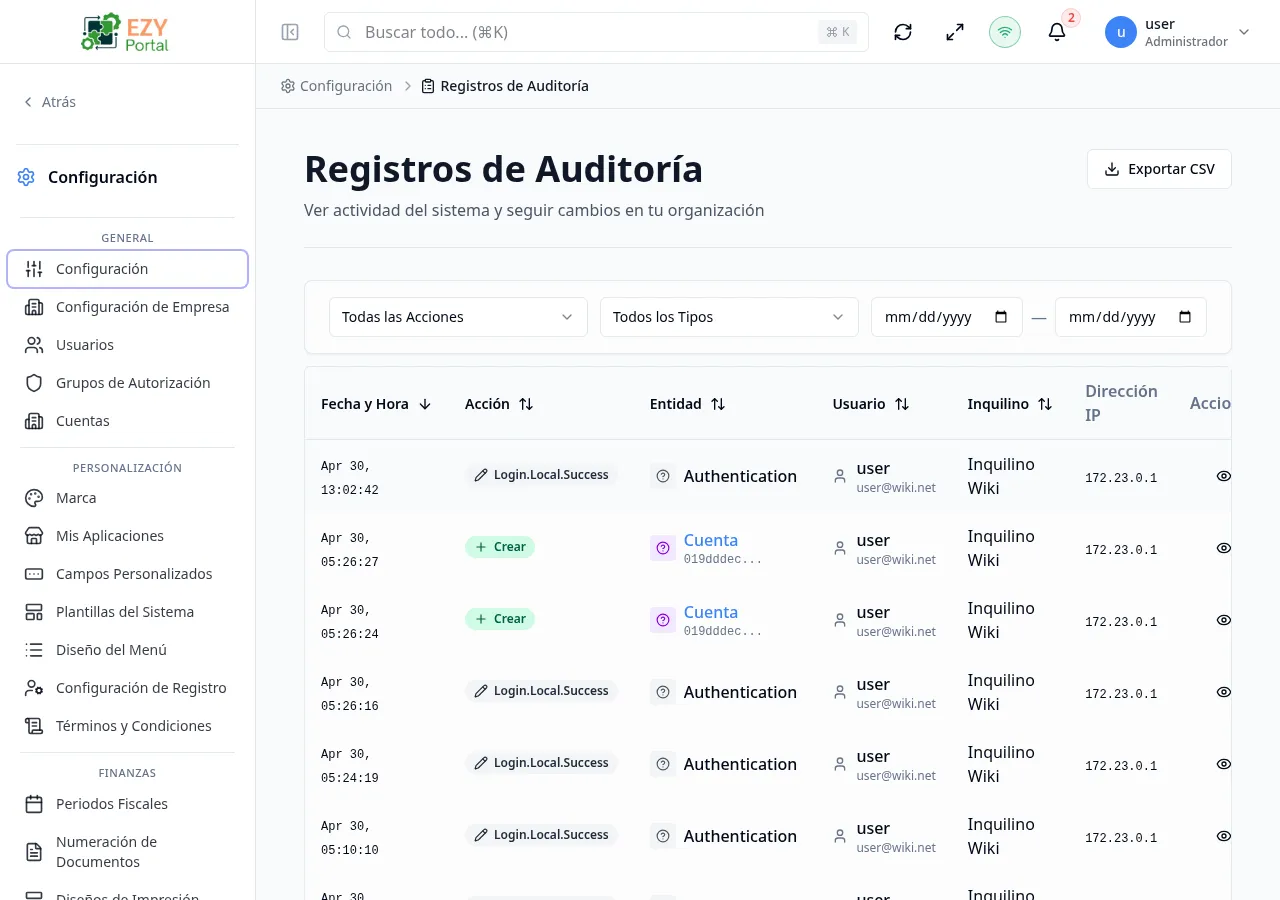 Registros de auditoría