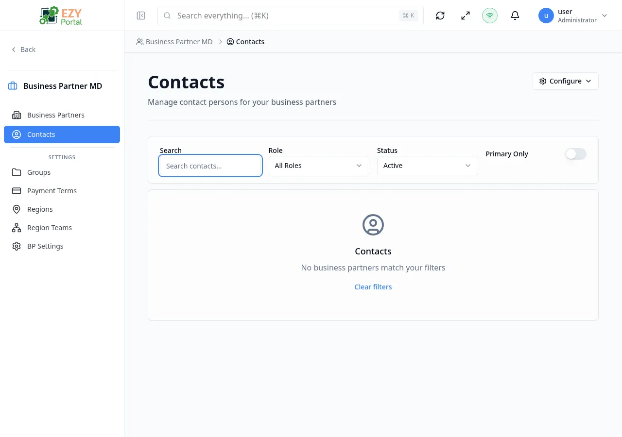 Contacts tab