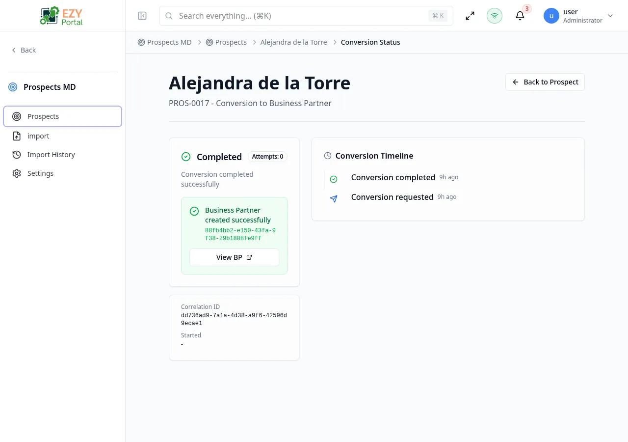 Conversion Status page