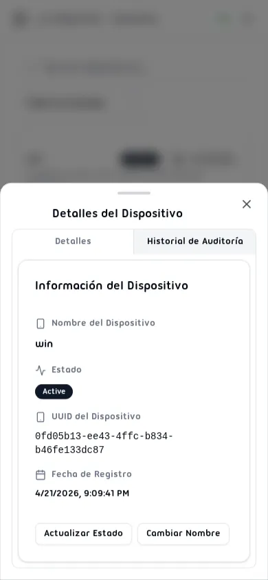 Diálogo de detalles del dispositivo — pestaña Detalles