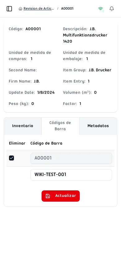 Eliminar un código de barra