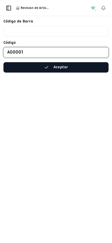 Búsqueda con código ingresado
