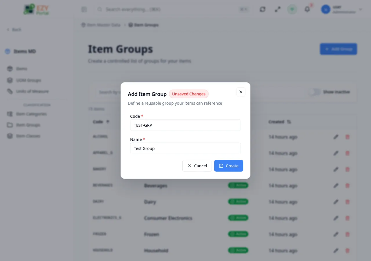 Edit group dialog