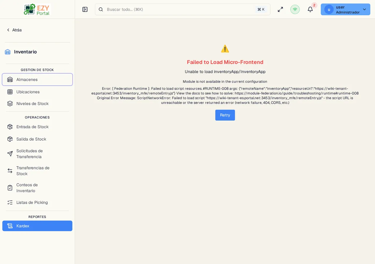 Reporte Kardex mostrando el historial cronológico de movimientos de stock con saldos acumulados para un artículo seleccionado