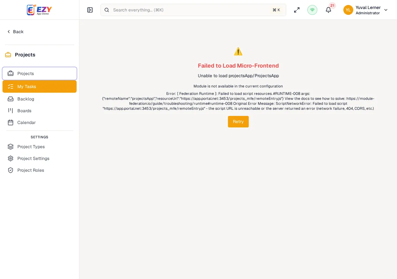 My Tasks page