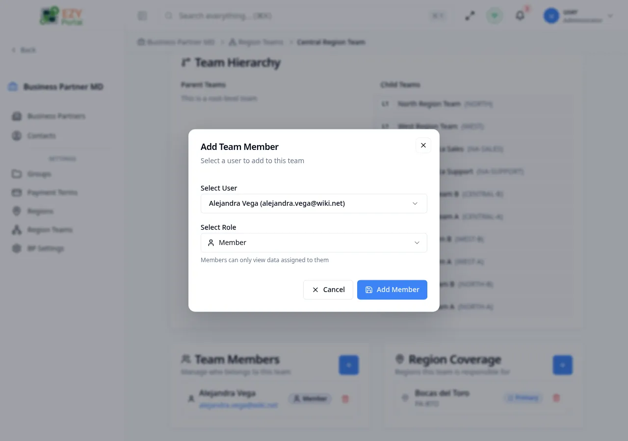 Add member selected