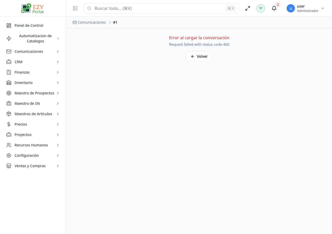 Página de Detalle de Hilo mostrando una línea de tiempo de conversación con burbujas de mensajes, un redactor de respuesta en la parte inferior y una barra de acciones en la parte superior