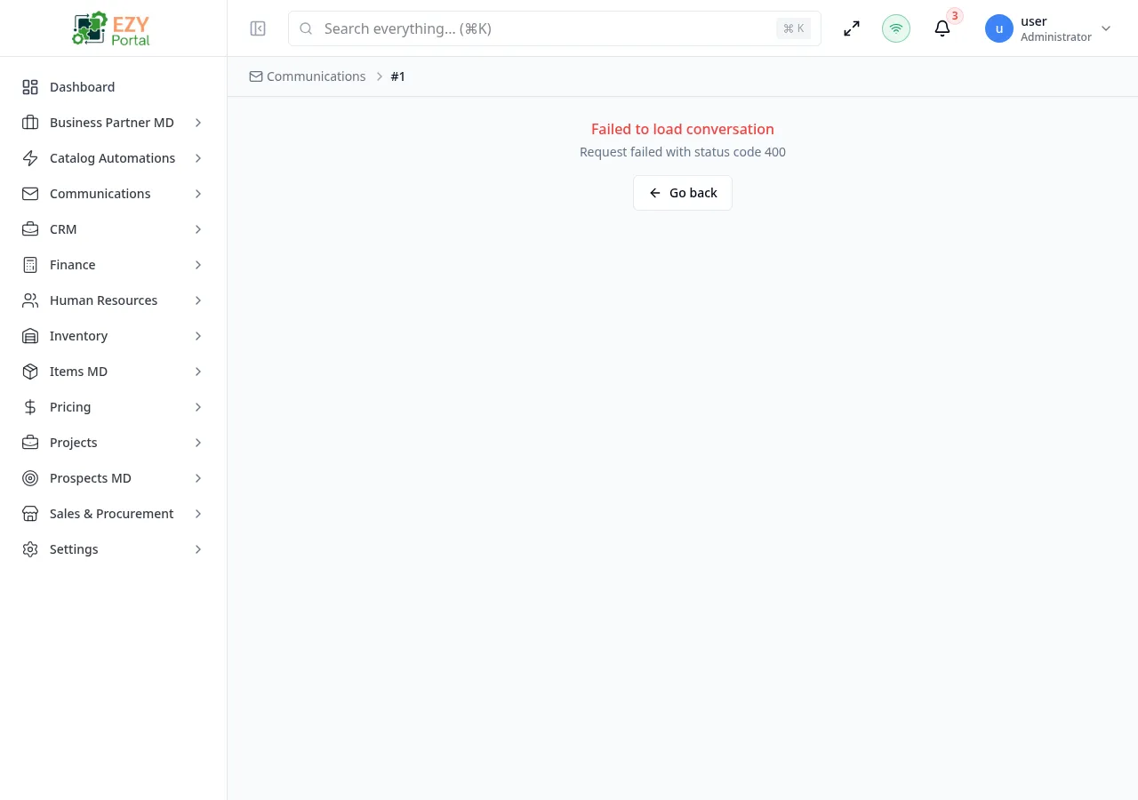 Thread Detail page showing a conversation timeline with message bubbles, a reply composer at the bottom, and an action bar at the top with Archive and More actions buttons